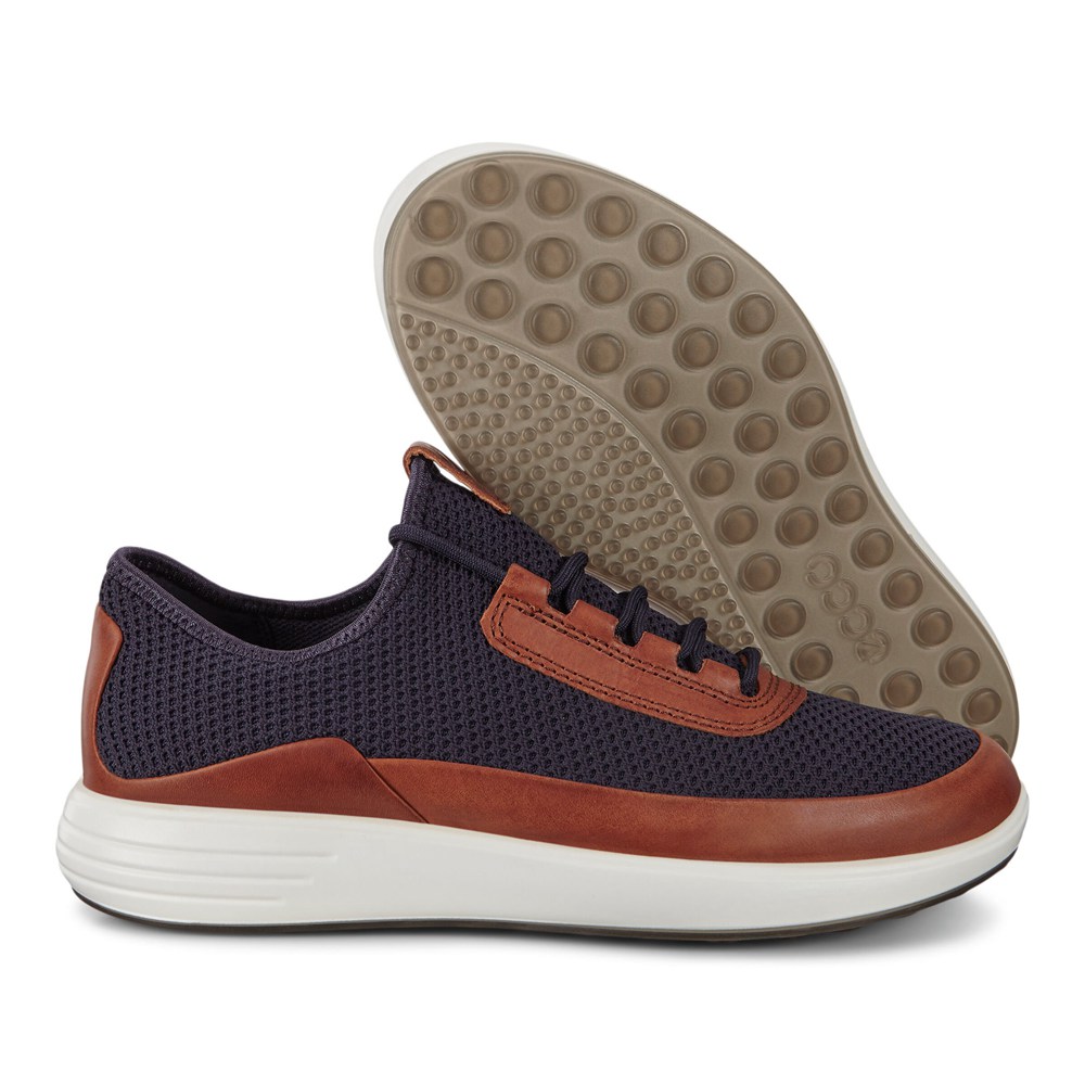 ECCO Mens Sneakers Navy/Brown - Soft 7 Runner Meshs - THJ-056798